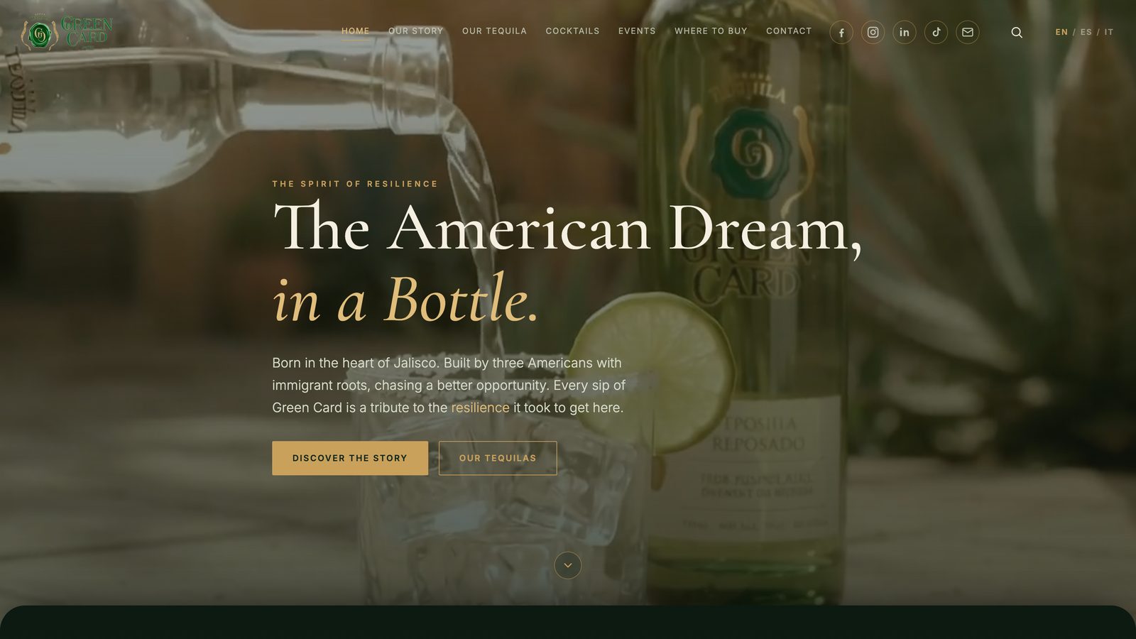 Green Card Limited Tequila trilingual brand and e-commerce website built by OnePageClick